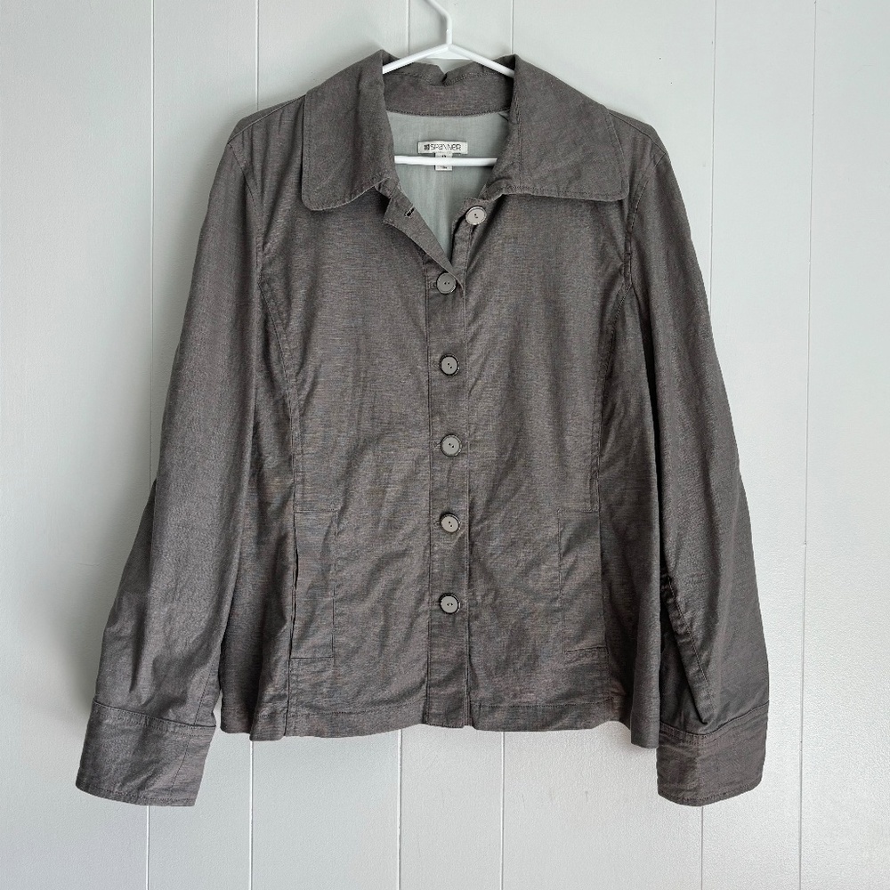 Spanner linen blend grey button up jacket size 10